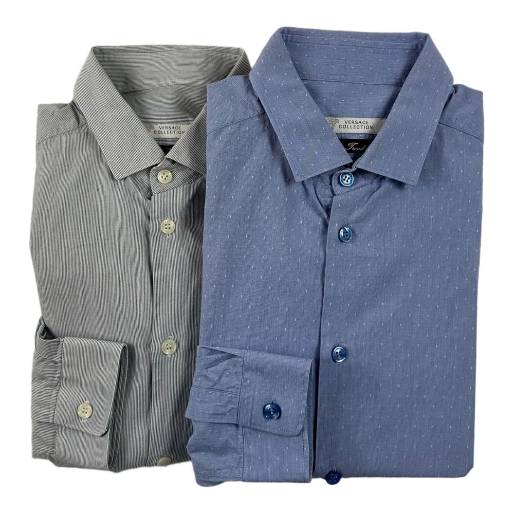 Versace Collection Trend Lot Of Two Mens Cotton Button Front Size 39 Excellent